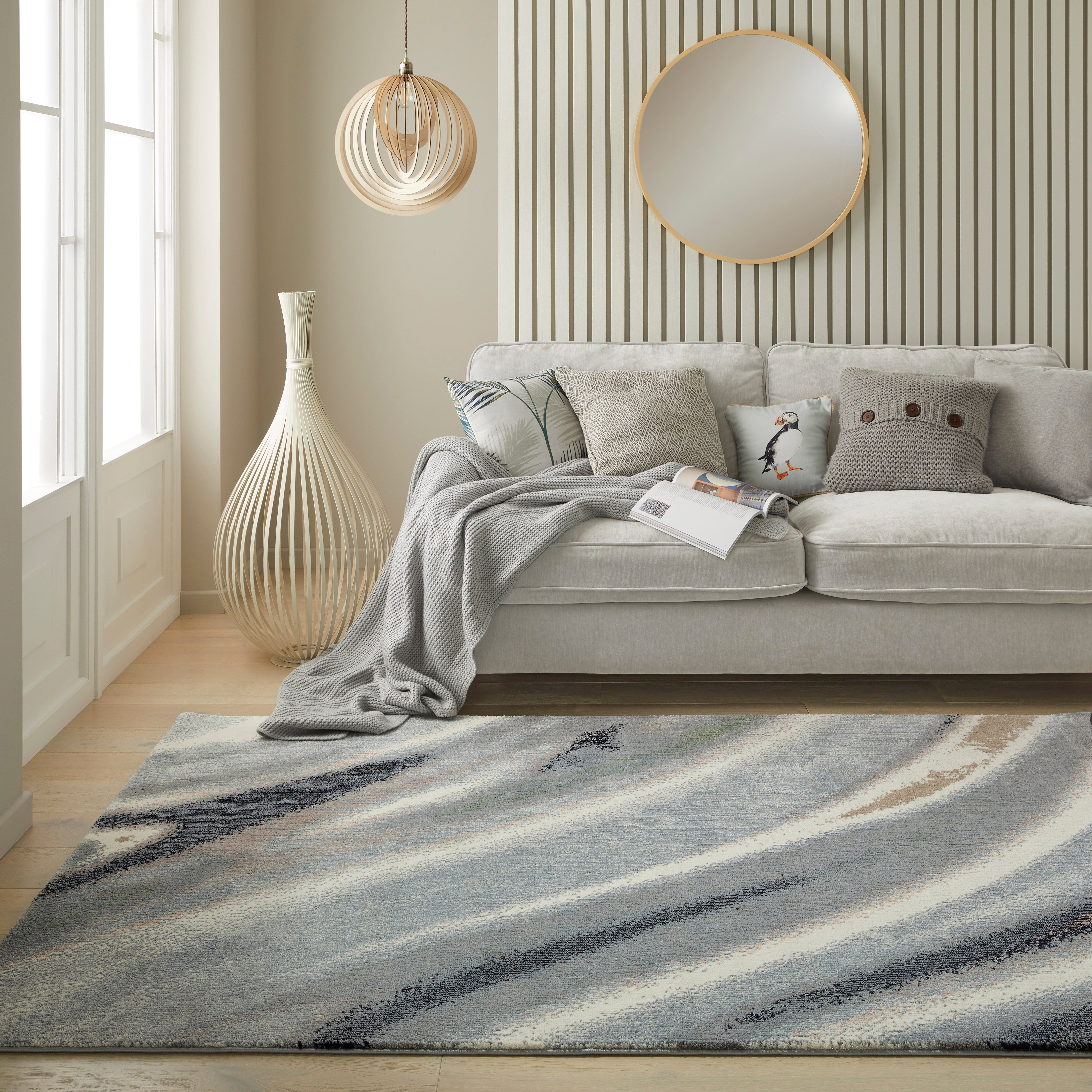 Concept Looms Amara AMA106 Ivory Grey Blue Large Rectangle Rug